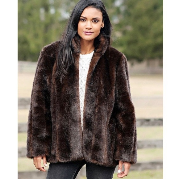 NWOT Donna Salter’s Fabulous Furs Brown Sable Jacket & Headband Size XXXL - Picture 1 of 9